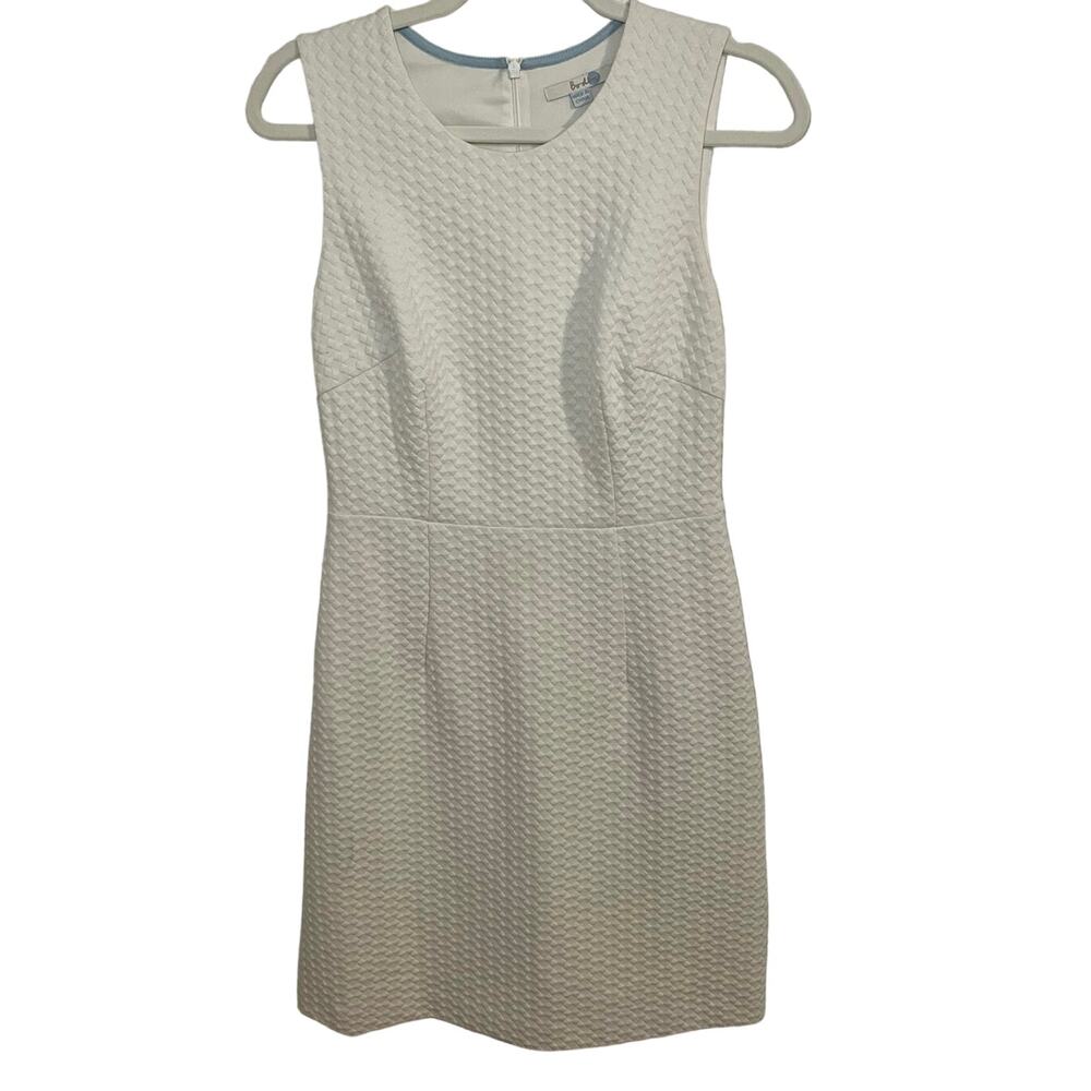 Boden Textured Knitted White Dress Diamond Print Stretch Comfort Dress size 6